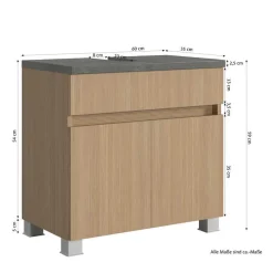 Wohnen Badmöbel Komplettset in Eiche Hell - Leitha (fünfteilig)