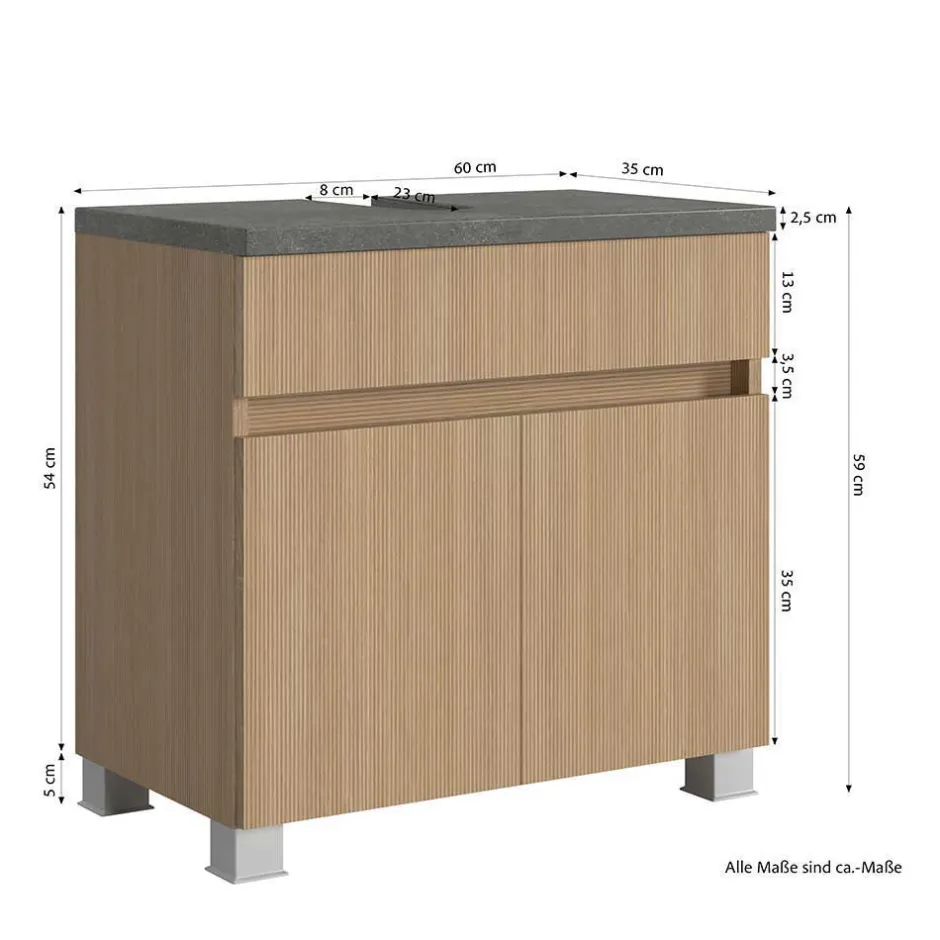 Wohnen Badmöbel Komplettset in Eiche Hell - Leitha (fünfteilig)