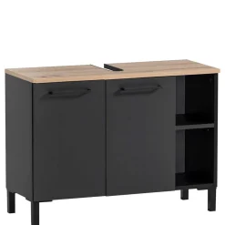 Wohnen Badmöbel Set in Schwarz - Riguna (dreiteilig)