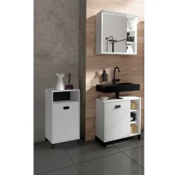 Wohnen Badmöbel Set in Weiß Schwarz - Envaton (dreiteilig)