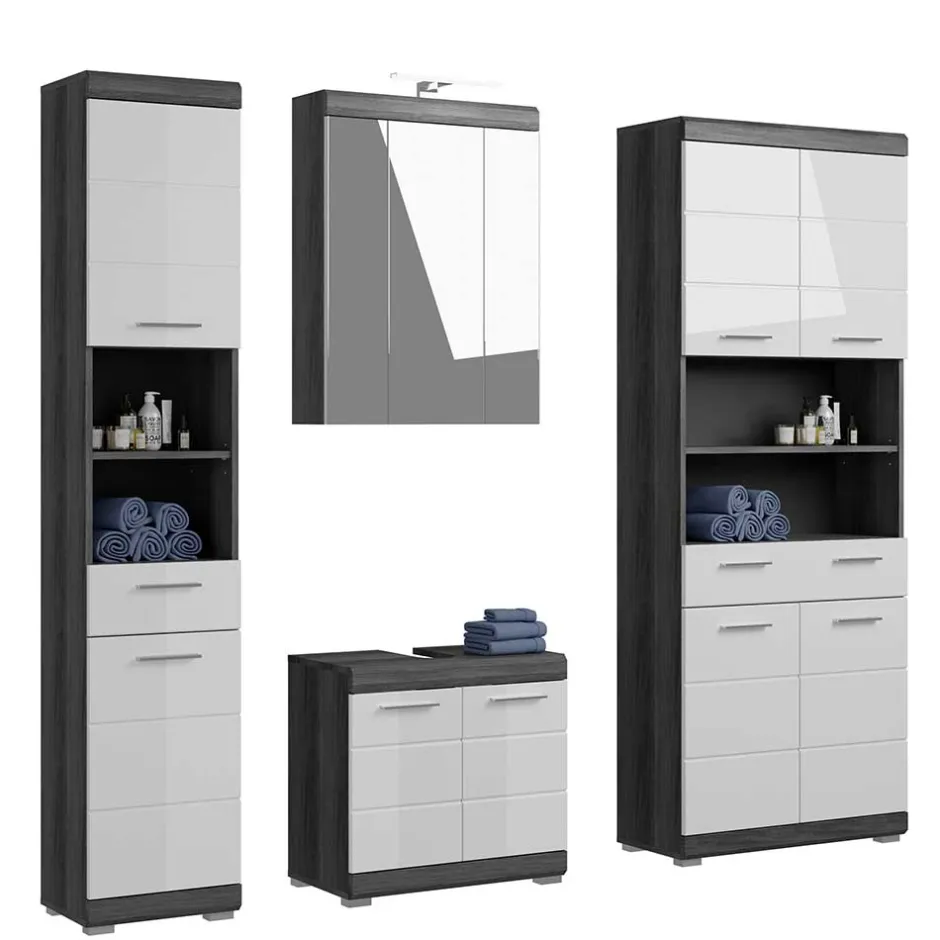 Wohnen Badmöbel Set mit hohen Schränken - Nancys (vierteilig)