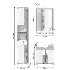 Wohnen Badmöbel Set mit hohen Schränken - Nancys (vierteilig)