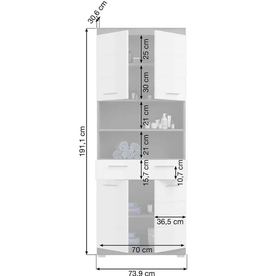 Wohnen Badmöbel Set mit hohen Schränken - Nancys (vierteilig)