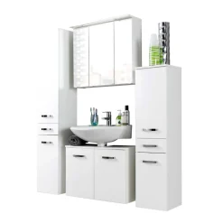 Badmöbel Set Sagunis in Hochglanz Weiß (vierteilig)^Wohnen Online