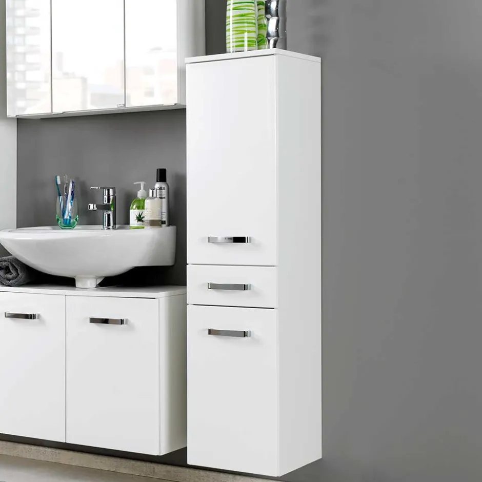 Badmöbel Set Sagunis in Hochglanz Weiß (vierteilig)^Wohnen Online
