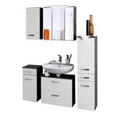Badmöbel Set Tiamos in Weiß Hochglanz (fünfteilig)^Wohnen Outlet