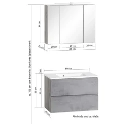 Wohnen Badmöbel Set zweifarbig - Eight (dreiteilig)