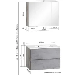 Wohnen Badmöbel Set zweifarbig - Eight (dreiteilig)