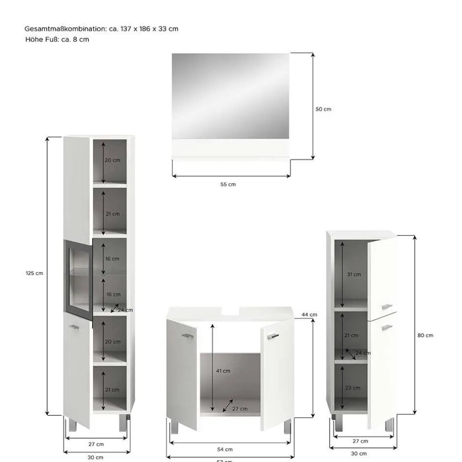 Badmöbel-Kombi in Weiß - Harmone (vierteilig)^Wohnen New
