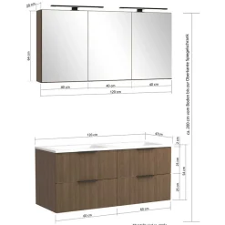 Badmöbel-Set mit zwei Becken modern - Ucaida (vierteilig)^Wohnen