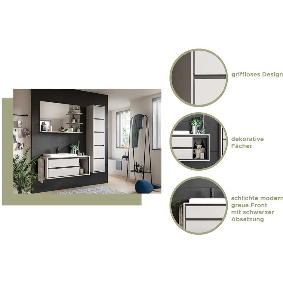 Badspiegel in Grau mit Ablagen - Racapulco^Wohnen Hot