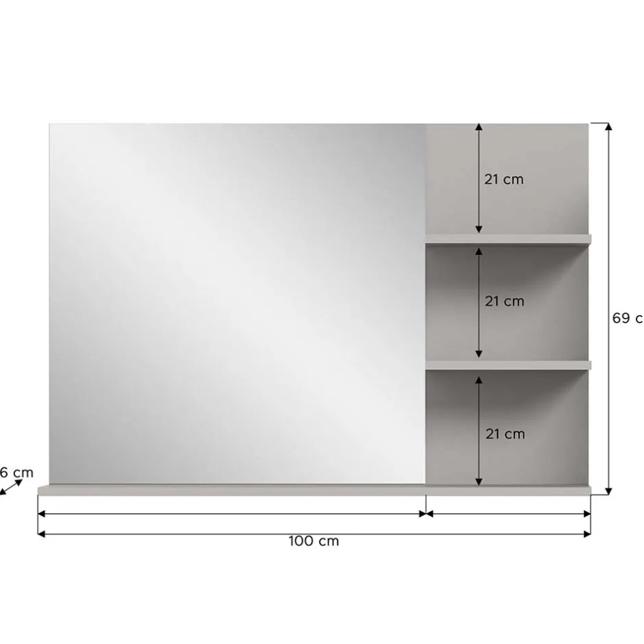 Badspiegel in Grau mit Ablagen - Racapulco^Wohnen Hot