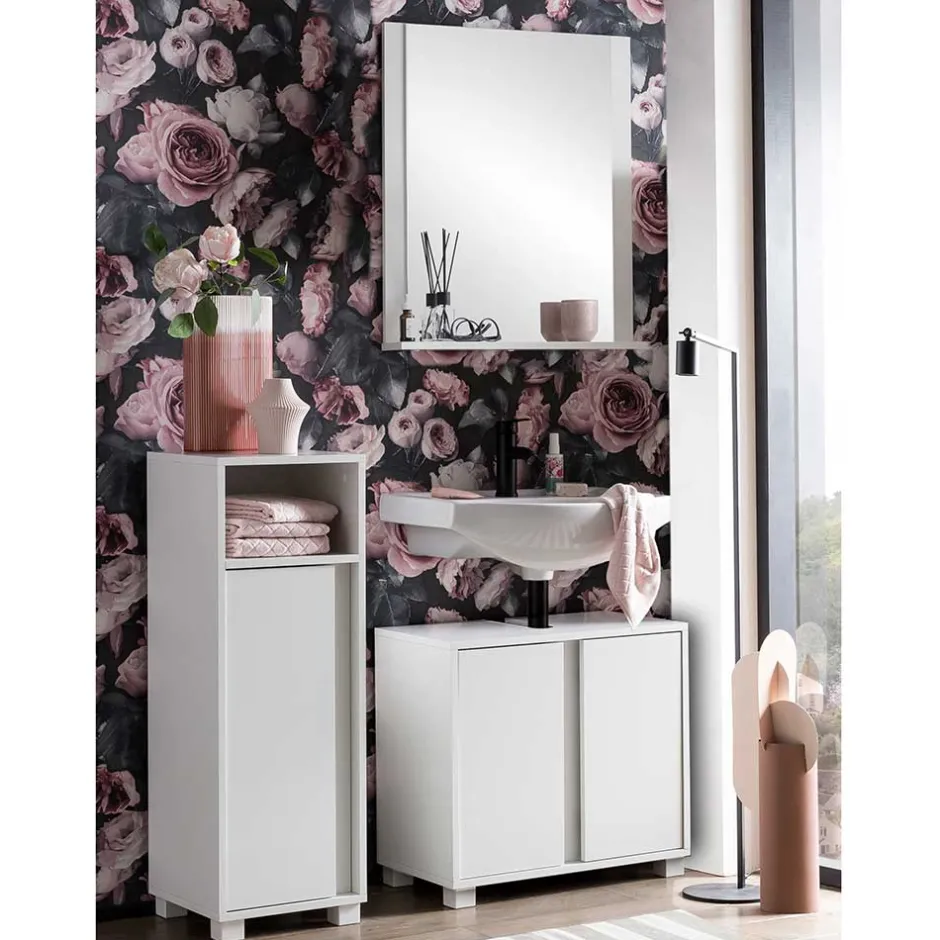 Wohnen Badspiegel mit Ablage in Weiß - Seriacus