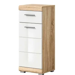 Wohnen Badunterschrank in Weiß HG & Sonoma Eiche - Calbanyara