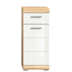 Wohnen Badunterschrank in Weiß HG & Sonoma Eiche - Calbanyara