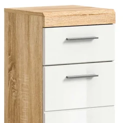 Wohnen Badunterschrank in Weiß HG & Sonoma Eiche - Calbanyara