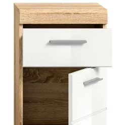 Wohnen Badunterschrank in Weiß HG & Sonoma Eiche - Calbanyara