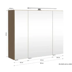 Wohnen Bad-Waschplatz mit Midischrank Set - Leitha (dreiteilig)