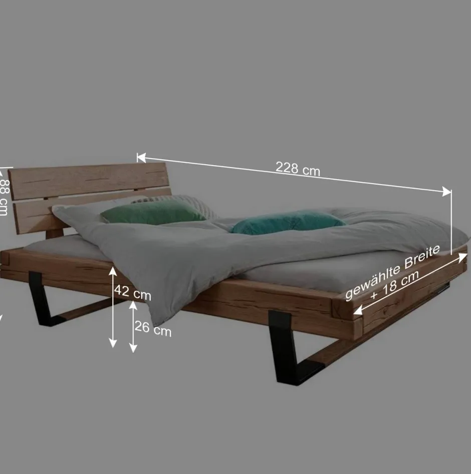 Balkenbett aus Eiche mit Kufen - Felictia^Wohnen Outlet