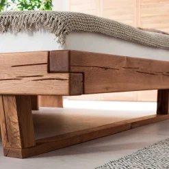 Wohnen Balkenbett aus Eichenholz mit Kufen - Piassona