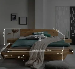 Wohnen Balkenbett mit Baumkanten Kopfteil - Laredo (dreiteilig)