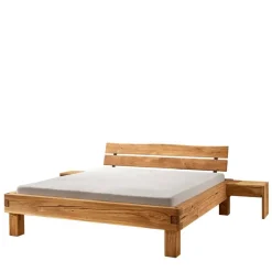 Wohnen Balkenbett mit Naturkanten Kopfteil - Blevos