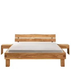 Wohnen Balkenbett mit Naturkanten Kopfteil - Blevos