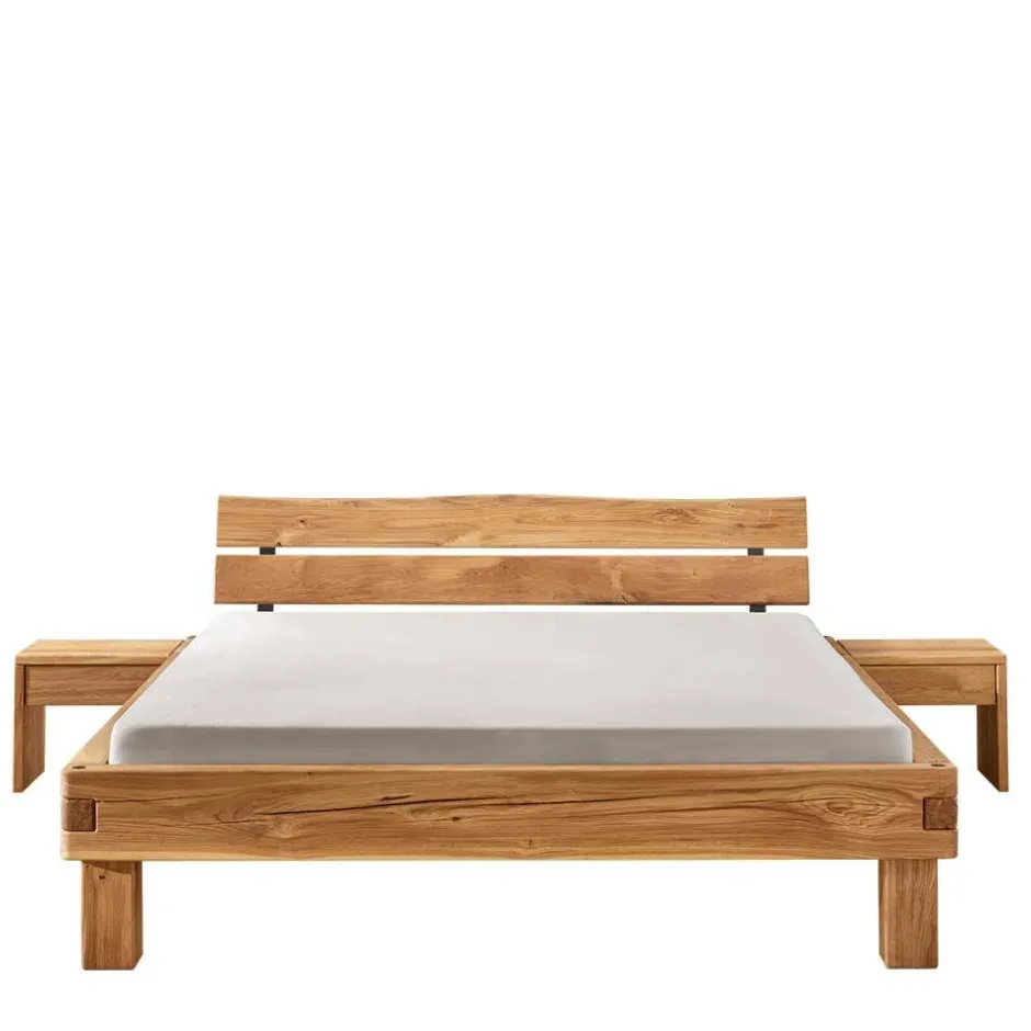 Wohnen Balkenbett mit Naturkanten Kopfteil - Blevos