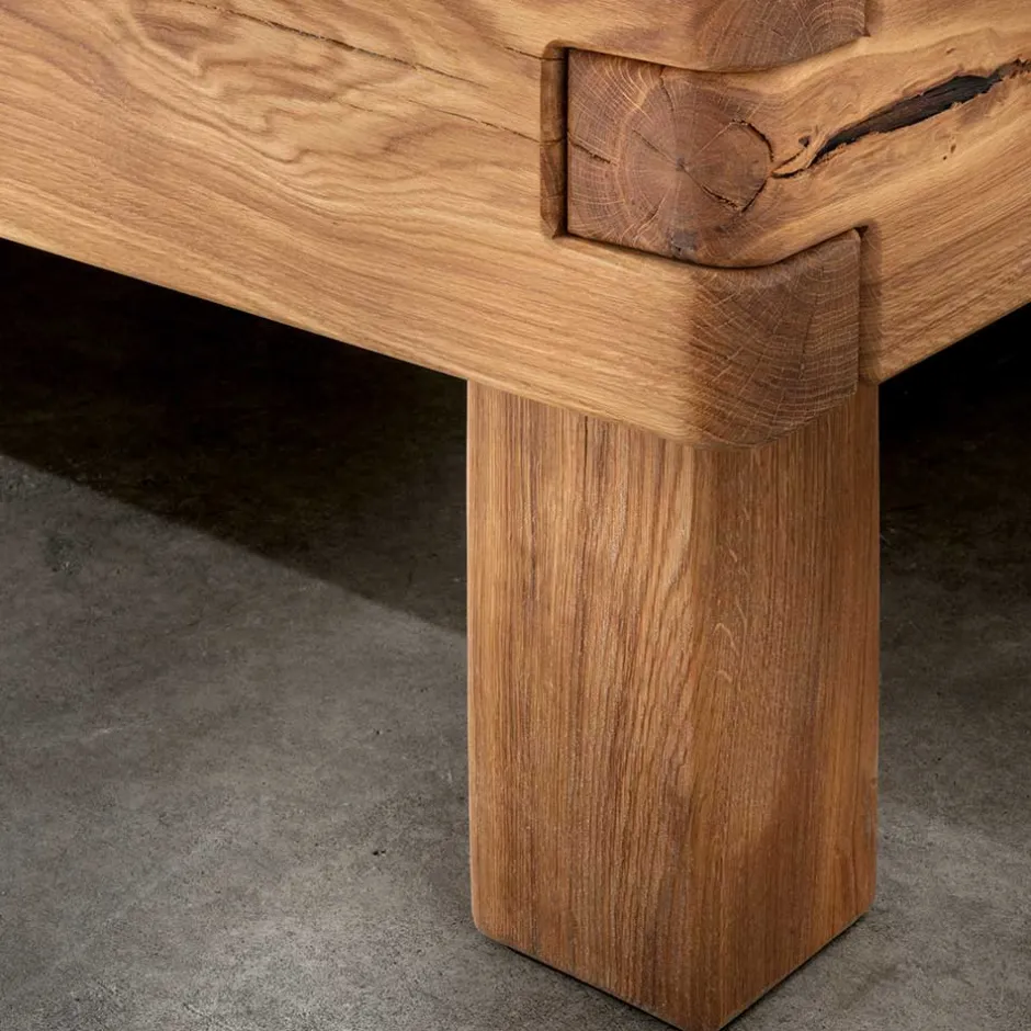 Wohnen Balkenbett mit Naturkanten Kopfteil - Blevos