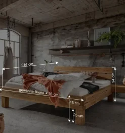 Wohnen Balkenbett mit Naturkanten Kopfteil - Blevos