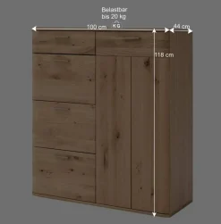 Balkeneiche Kombikommode mit 4 Schubladen - Mabasa^Wohnen Best