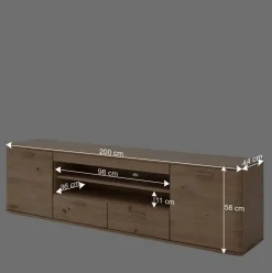 Balkeneiche TV Element 200 cm breit - Mabasa^Wohnen Discount