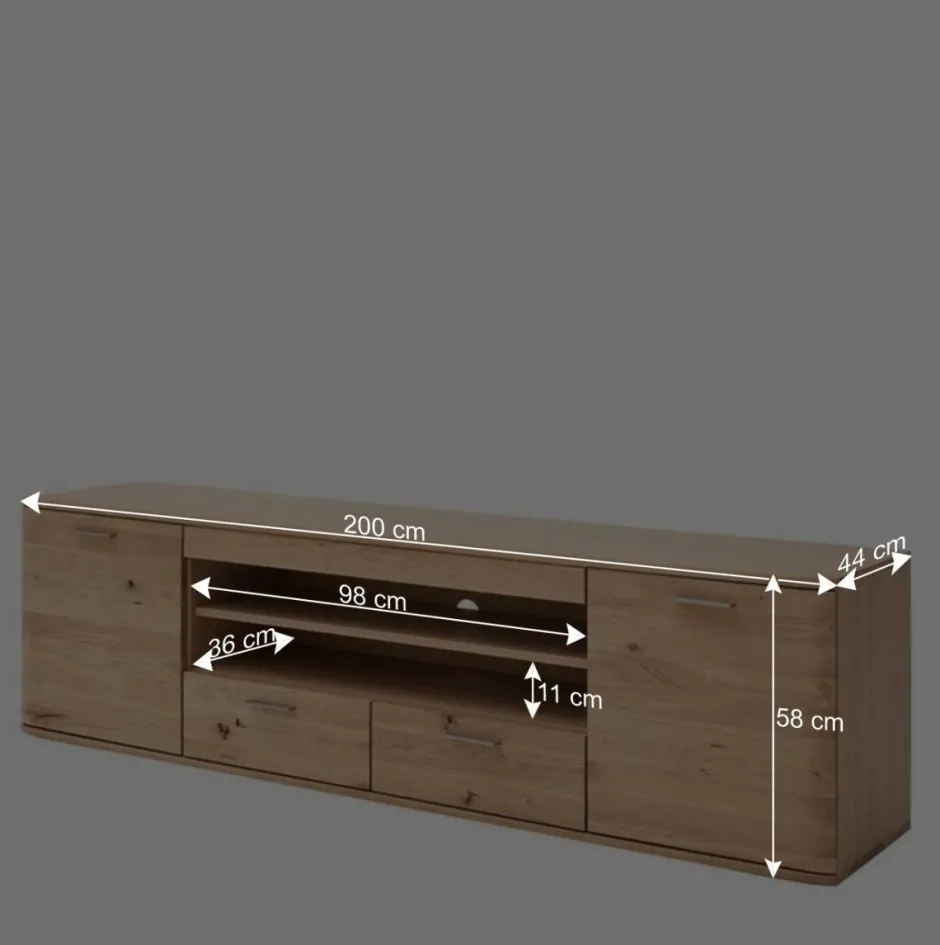 Balkeneiche TV Element 200 cm breit - Mabasa^Wohnen Discount