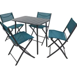 Wohnen Balkon Tischgruppe in Schwarz Türkis - Ariet (fünfteilig)