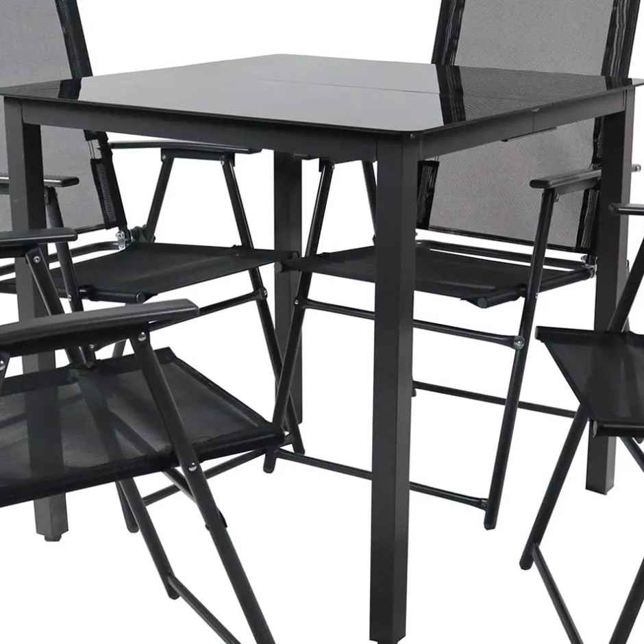 Wohnen Balkon-Tischgruppe für 4 Personen - Crimas (fünfteilig)