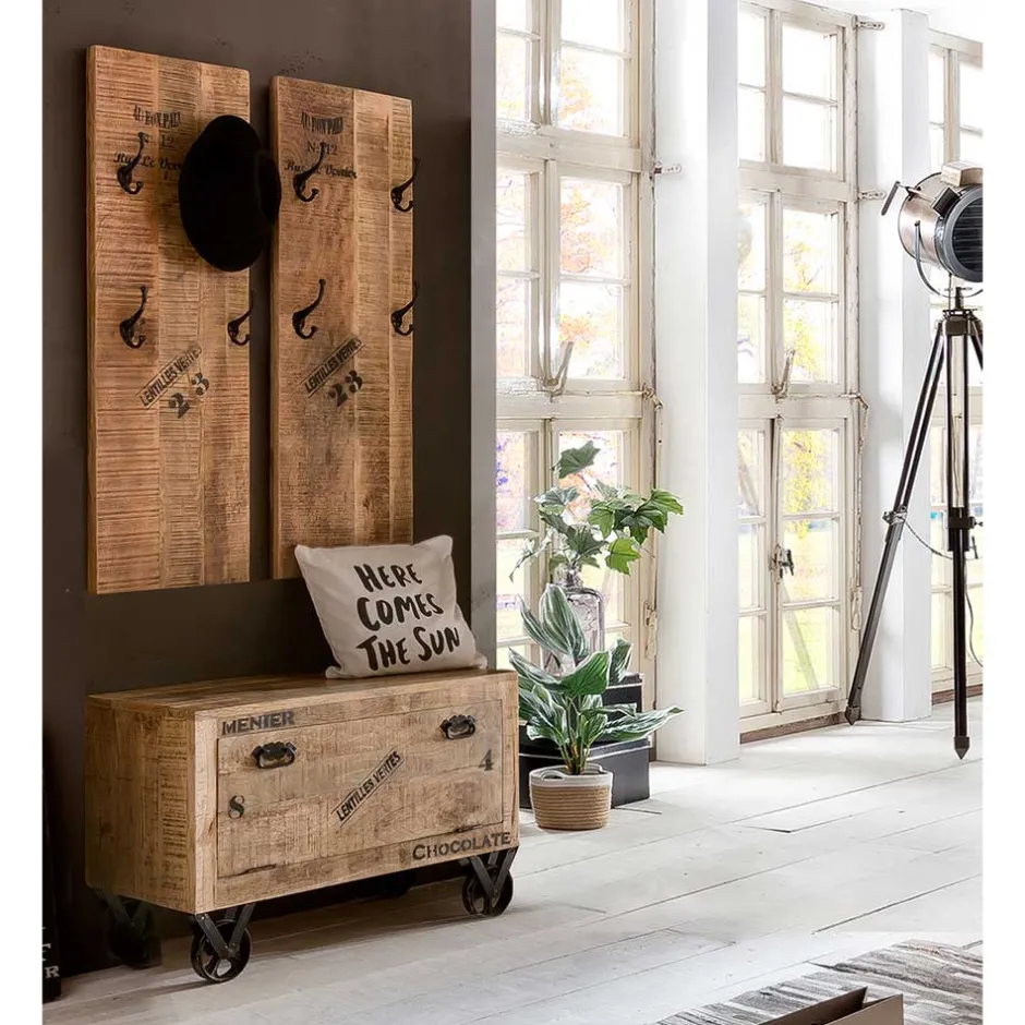 Wohnen Bank & 2 Garderobenpaneele für Flur - Indri (dreiteilig)