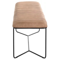 Wohnen Bank aus gedecktem Glattleder in Braun - Teamona