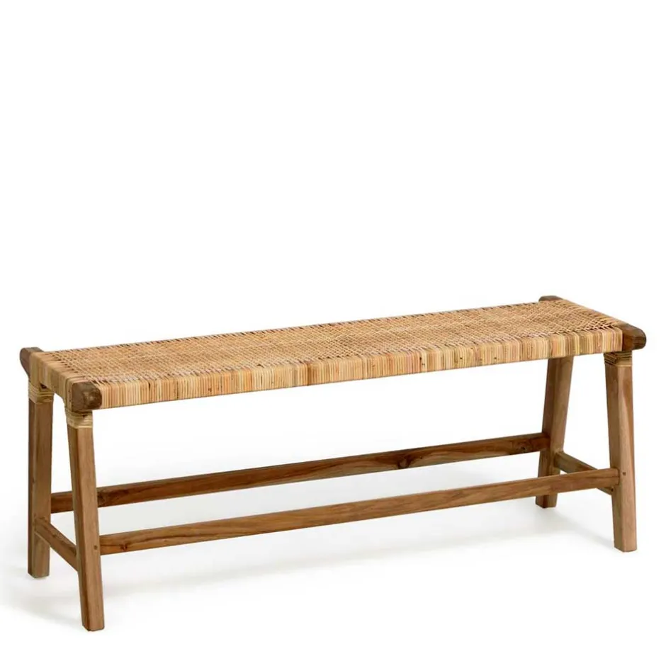 Wohnen Bank aus Rattan Geflecht & Teak Holz - Thani