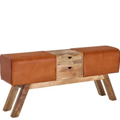 Wohnen Bank in Turnbock Optik aus braunem Leder - Maestoso