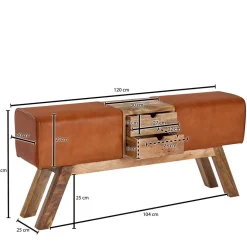 Wohnen Bank in Turnbock Optik aus braunem Leder - Maestoso