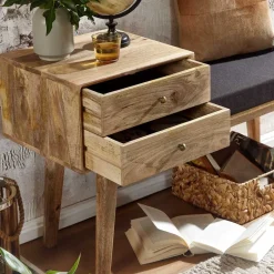 Wohnen Bank mit Schubladen aus Mangobaum Massivholz - Basserini