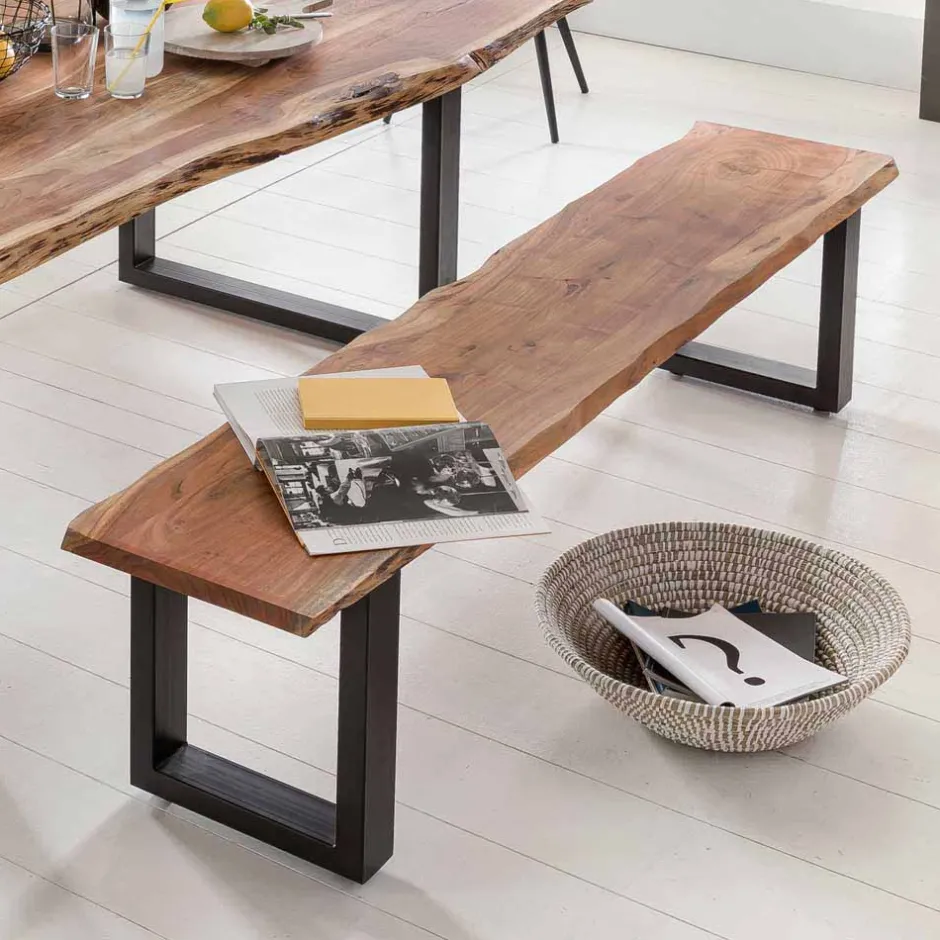 Wohnen Bank Viamare mit Baumkante Akazie massiv