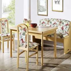 Bankgruppe in Buche & Blumen Muster Stoff Apollo mit Ausziehtisch (vierteilig)^Wohnen