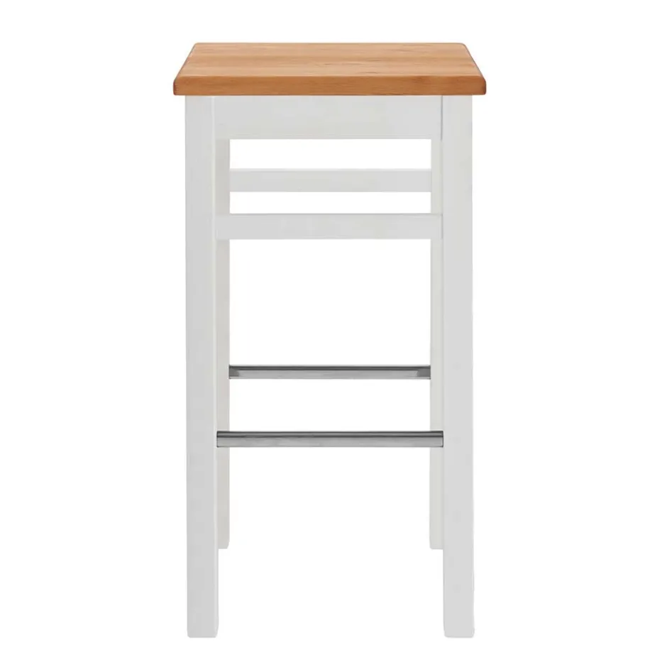 Wohnen Bar Hocker in Weiß und Kiefer Lauge - Ribardo