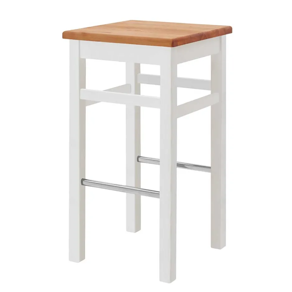 Wohnen Bar Hocker in Weiß und Kiefer Lauge - Ribardo