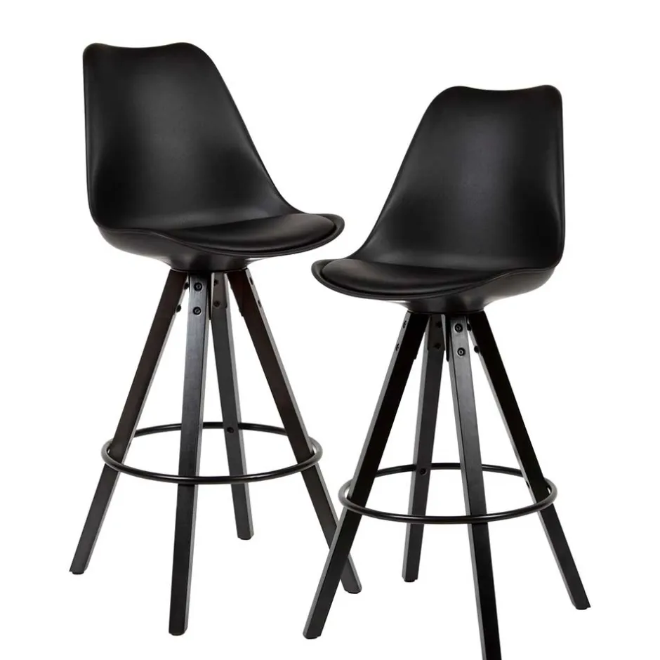 Wohnen Bar Schalenstühle in Schwarz - Ilussiana (2er Set)