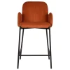 Wohnen Barhocker mit Armlehnen aus Cord Rost Braun - Benede (2er Set)