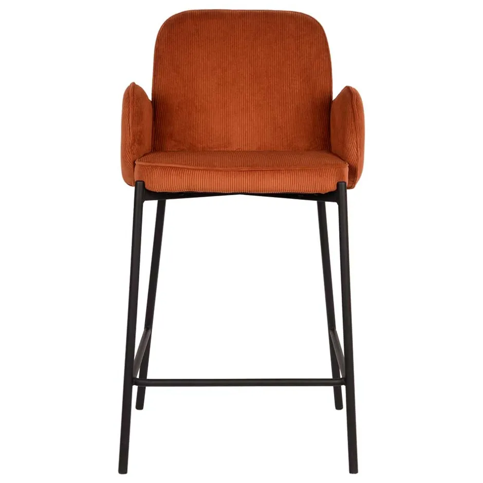 Wohnen Barhocker mit Armlehnen aus Cord Rost Braun - Benede (2er Set)