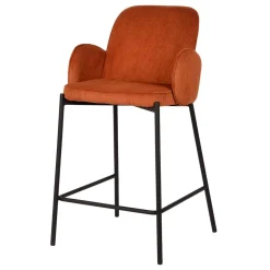 Wohnen Barhocker mit Armlehnen aus Cord Rost Braun - Benede (2er Set)