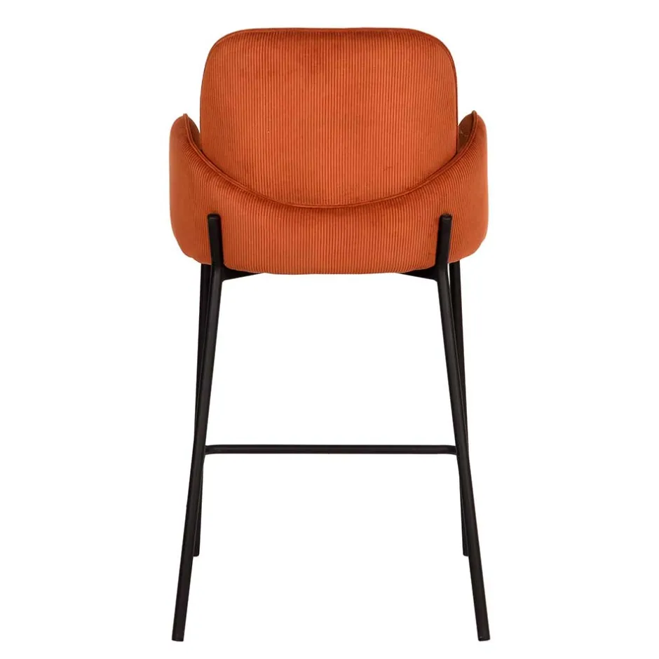 Wohnen Barhocker mit Armlehnen aus Cord Rost Braun - Benede (2er Set)